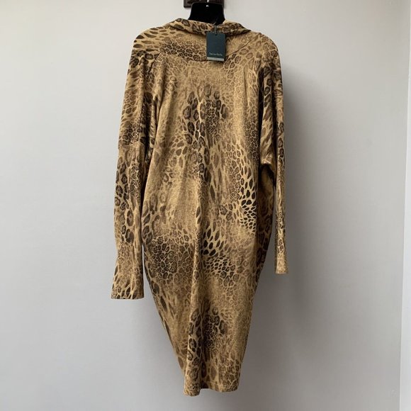 Made In Italy Crossover Knit Tunic Jumper Fits UK 10 12 14 Animal Leopard Print - Picture 2 of 9